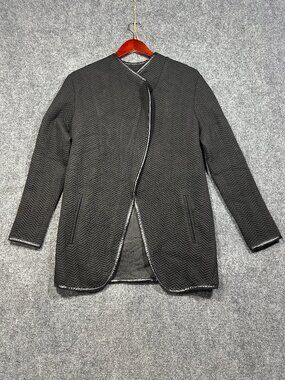Periphery Jacket Womens Small Black Assymetrical Zip Textured Faux Leather Trim